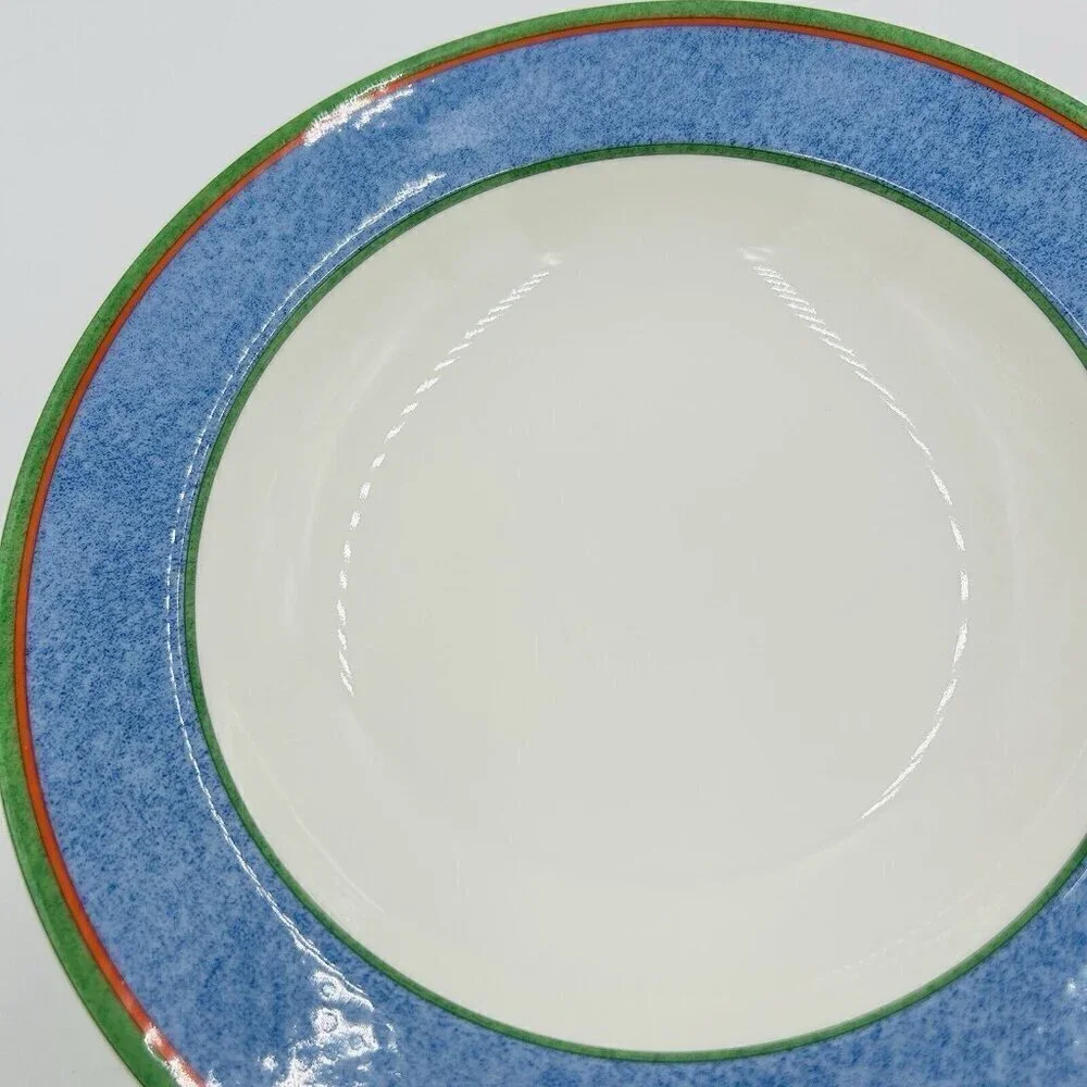 Villeroy & Boch TIPO VIVA Soup Pasta Salad Bowls Blue Wide Rim 9”